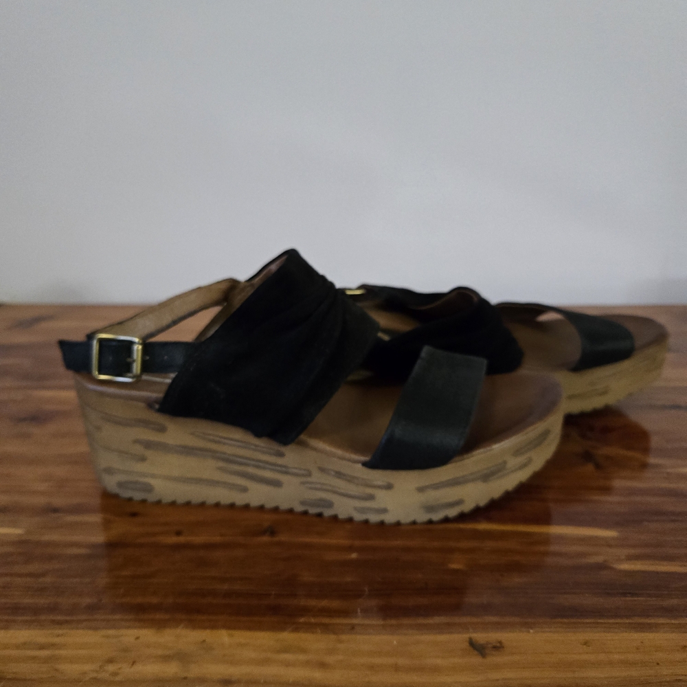 Miz Mooz Black Wedge Sandals, 9,5